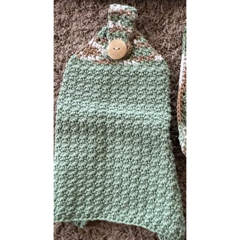 Crochet Afghan‎ Blanket Throw Lap Homemade Colorful Stripe 33x58.5 & Dish Towels